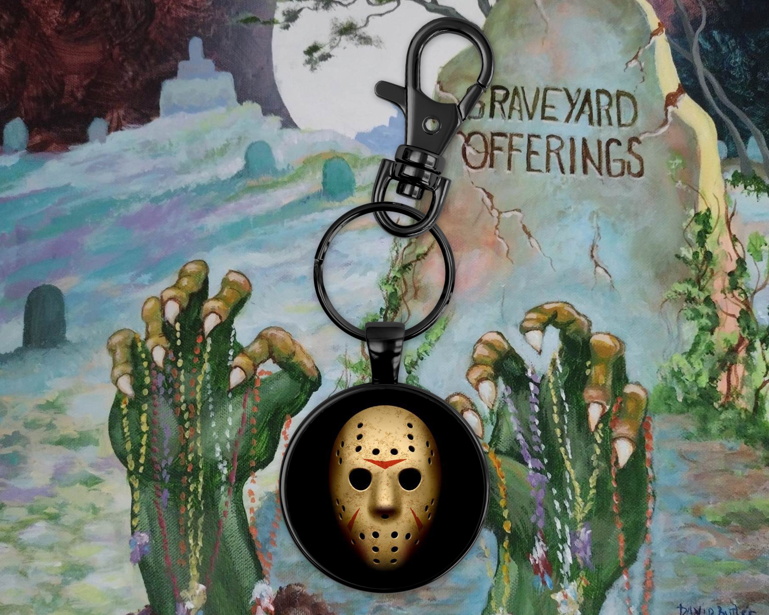 Graveyard Offerings – wholesale Nyckelring - Unisex – Jason Circle Nyckelring välj Svart eller Silver1