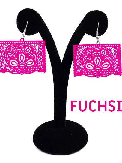 Papel Picado style "Ala" Earrings for wholesale by Xochico