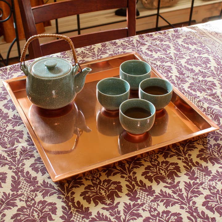 ACHLA Designs - Venta al por mayor Bandejas decorativas - Bandeja cuadrada de cobre de 15 pulgadas2