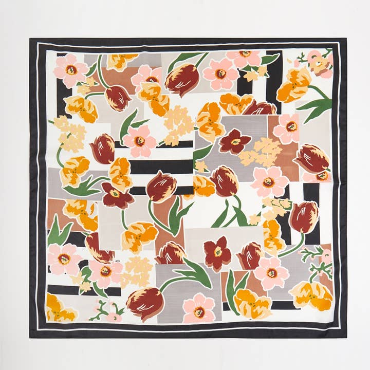 Collections by Fame Accessories - Wholesale Scarf - Women's - Abstract Floral Art Print Bandana Scarf