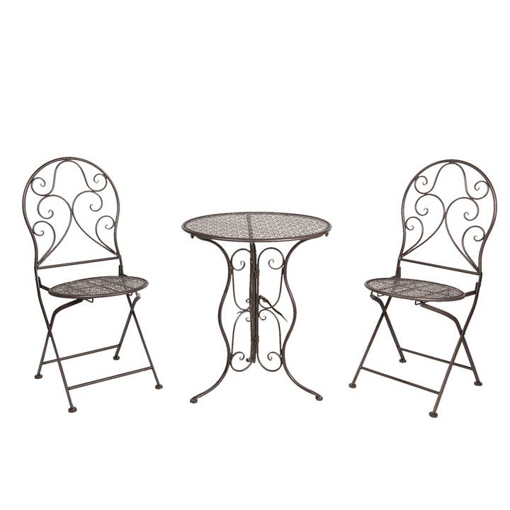 Clayre & Eef - Wholesale Patioset - 5Y0636 Bistroset, bistrotafel, bistrostoel, set van 3, Ø