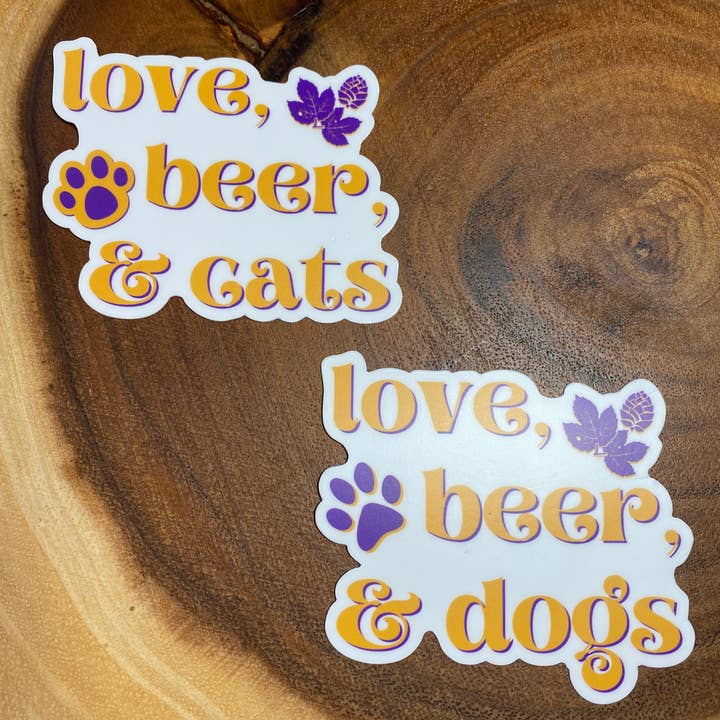 Sticker Love, Bière & Chats/Chiens pour la vente par GeekyBeerGal