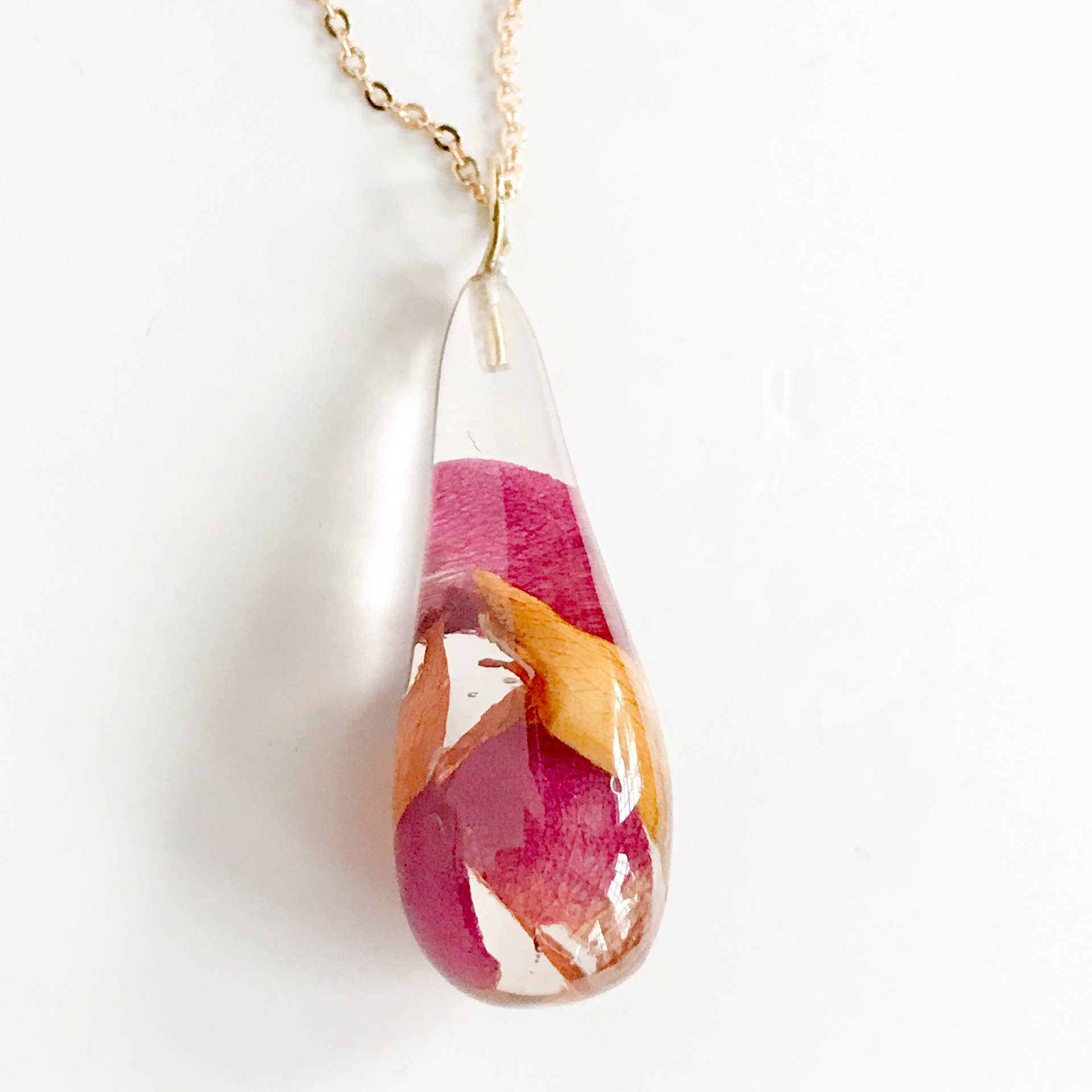 MULTI Botanical Tear Drop Rose Petal Pendant for wholesale on Faire1