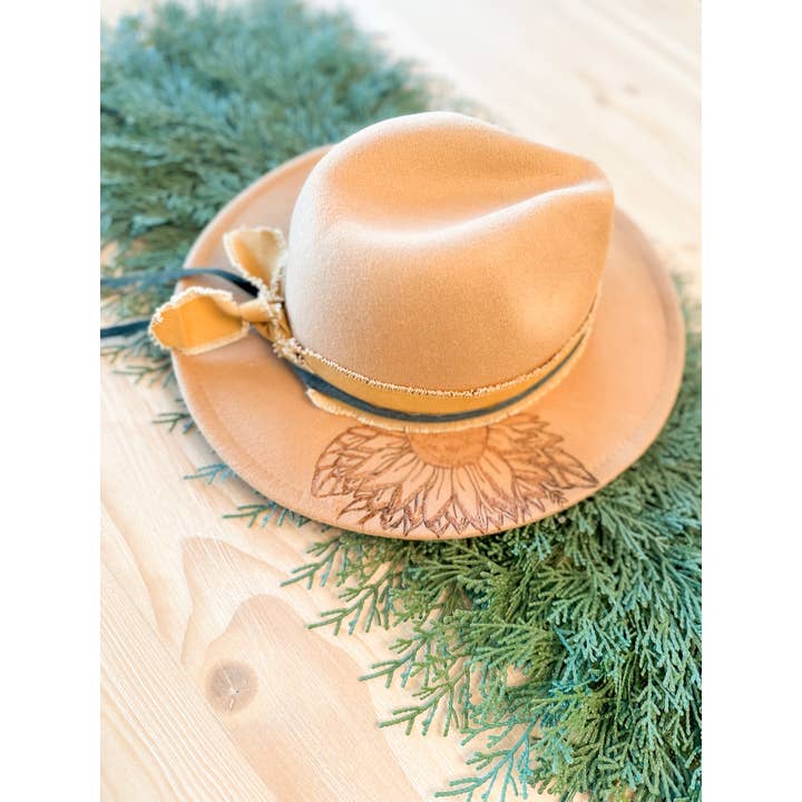 Cappello Fedora per bambini | Cappello western bruciato a mano | Girasole | Autunno per la vendita all'ingrosso da parte di Wild Indigo