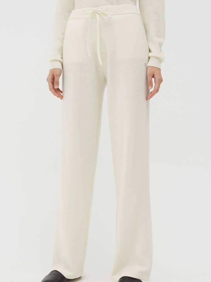 Cream Cashmere Wide-Leg Pants for wholesale by Chinti & Parker