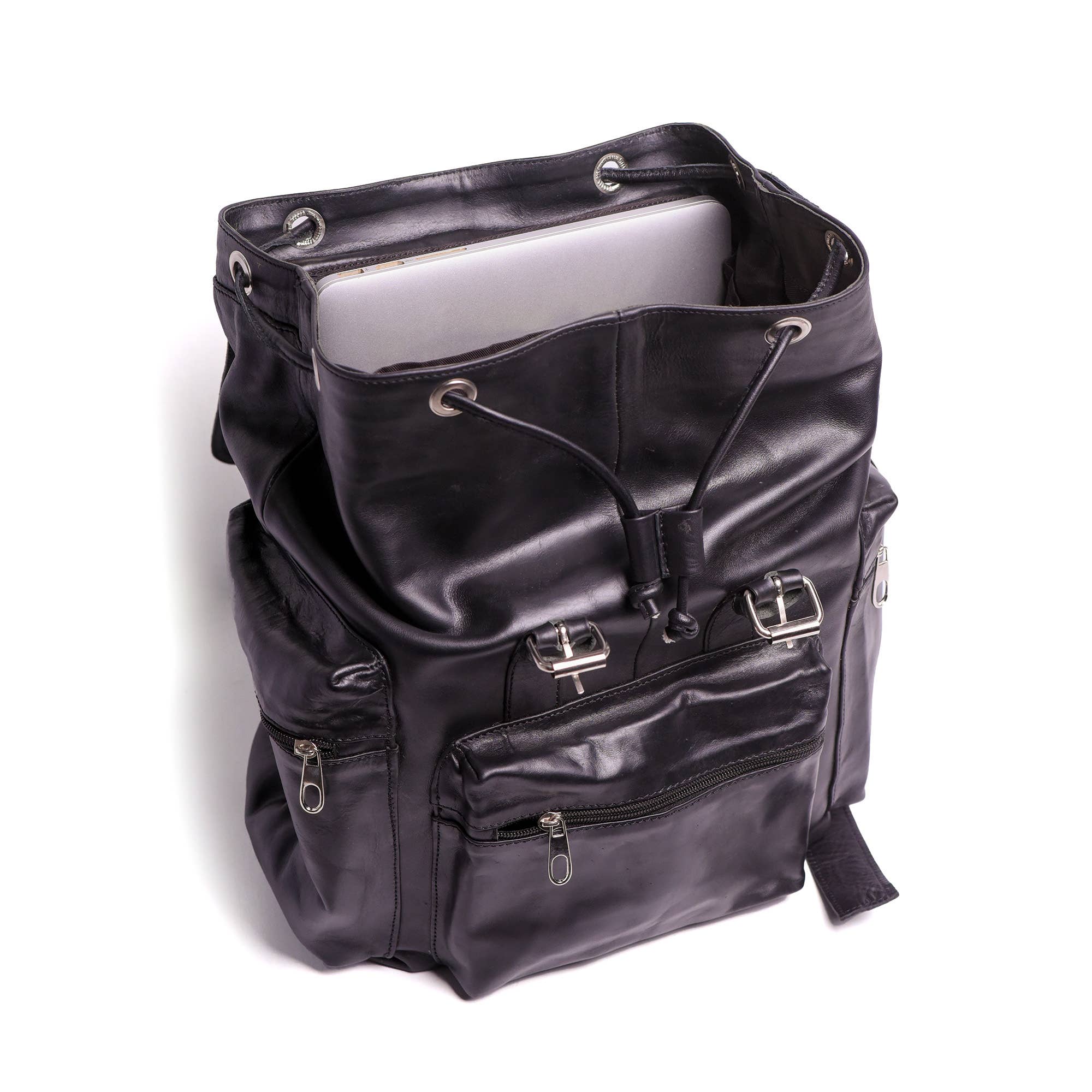 Hammi Leathers - Vendita all'ingrosso Zaino - Unisex - Zaino in Pelle Nera da Viaggio – Elegante e Funzionale4