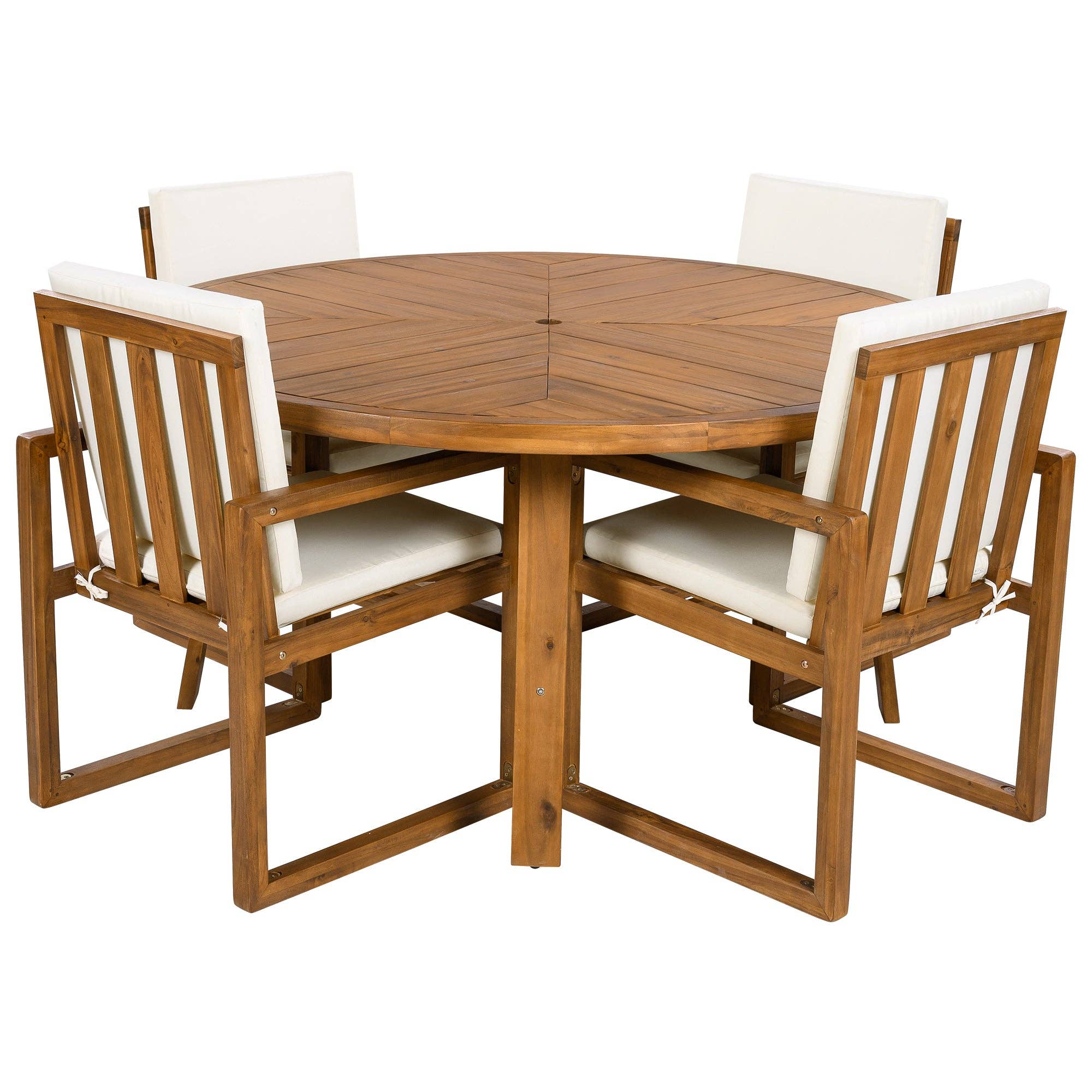 HOMYCASA DESIGN INC - Wholesale Patio Set - 5-Piece Outdoor Patio Dining Set Acacia Wood with Four Armchairs and Table, Beige12