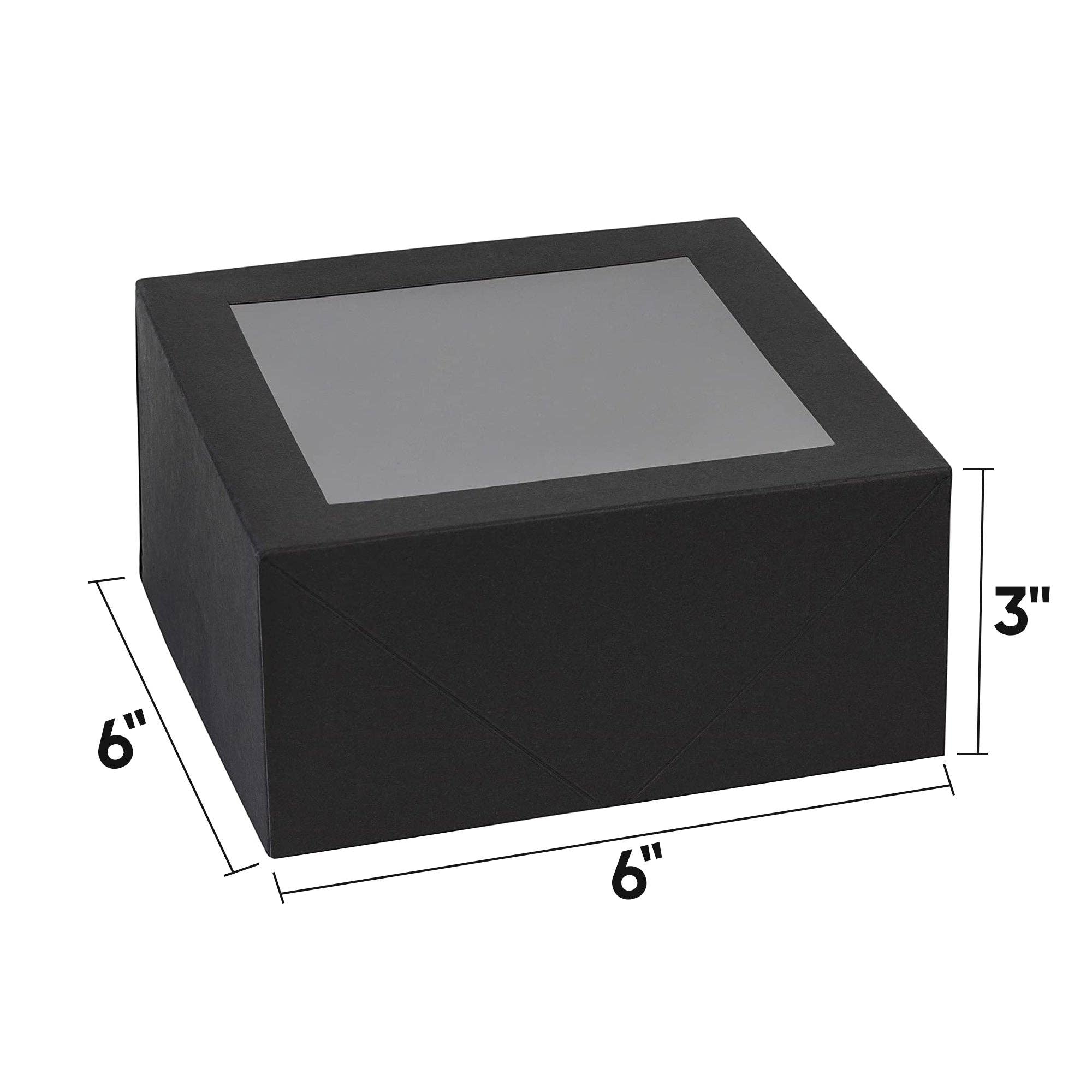 Hammont - Wholesale Gift Box - Premium Square Bakery Boxes 8 Pack Black 6X6X3"2