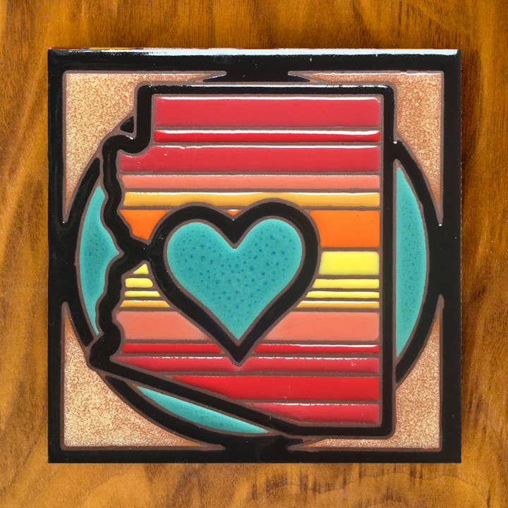 Arizona Love Hand Glazed Art Tile Trivet for wholesale by Carly Quinn Designs