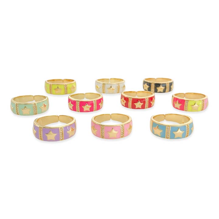 LRN196 - Enamel Star Ring* for wholesale by OMG Blings