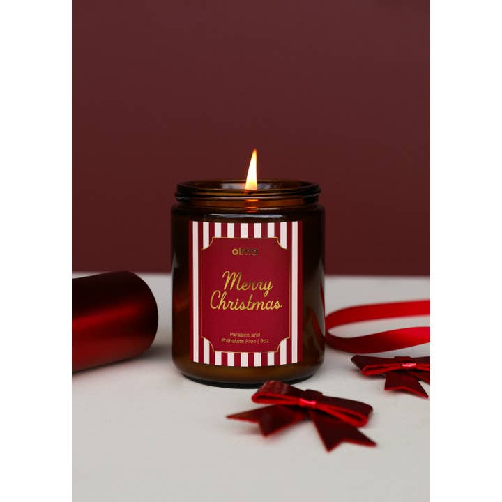 JaxKelly Candles - Wholesale Jar/Filled Candle - Merry Christmas - Holiday Christmas Candle - 9oz Amber1