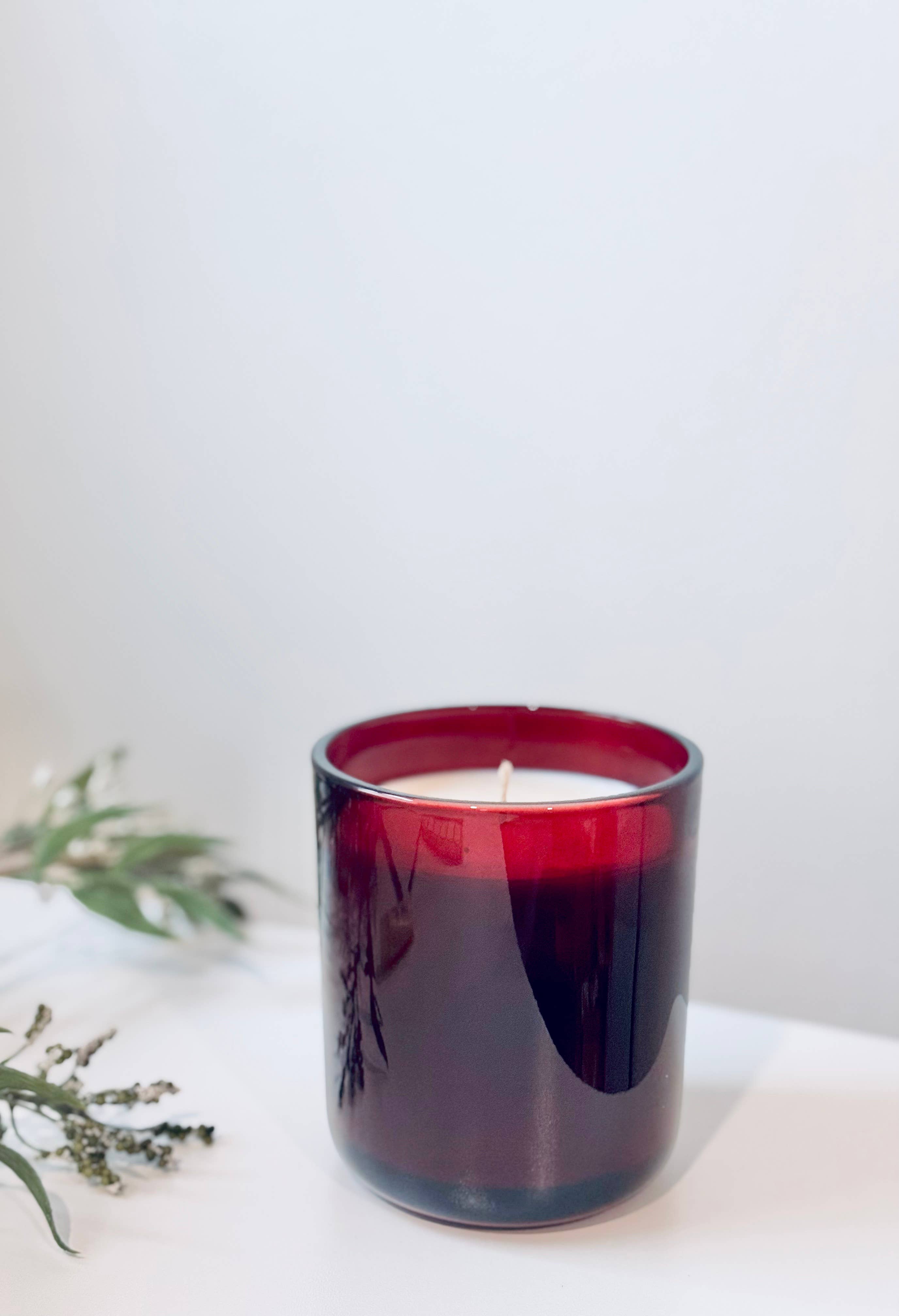 Candle Cabana - Wholesale Jar/Filled Candle - 12 oz Dark Red Translucent Vessel - 100% Natural Soy Candle