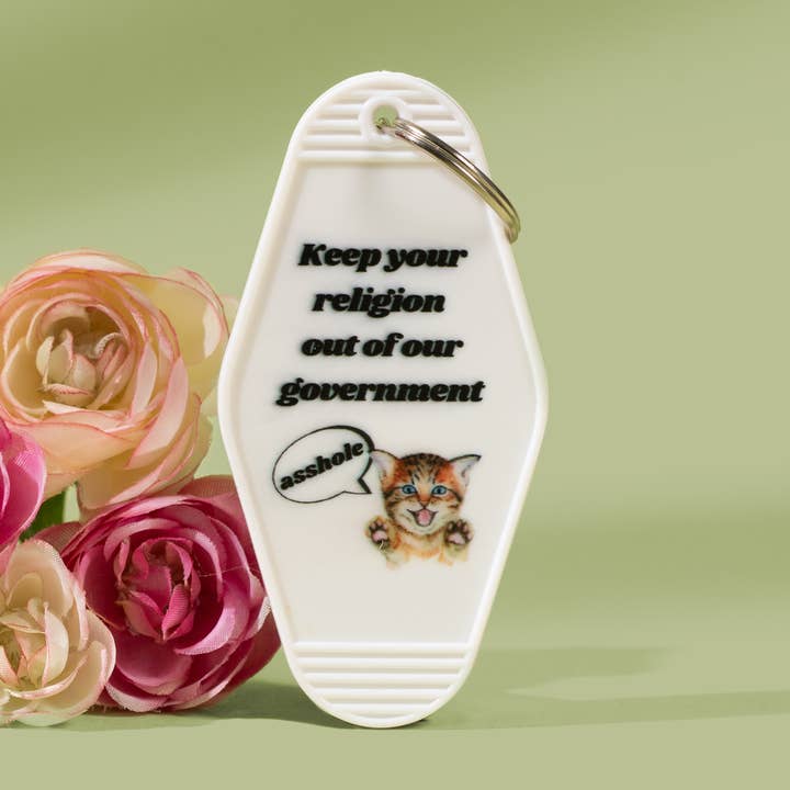 Keep Your Religion Out of Our Government Kitten Keychain for wholesale by GetBullish