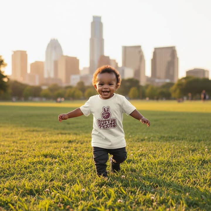 Funky Town Austin Toddler Tee for wholesale by Gusto Graphic Tees