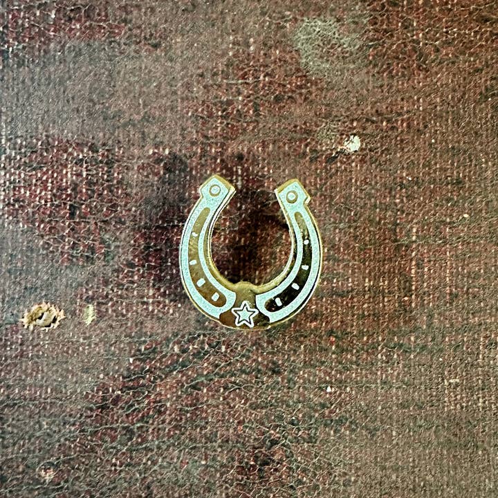 "Giddy Up" Sparkle Horseshoe Hat Pin for wholesale by C. McGlennon Designs