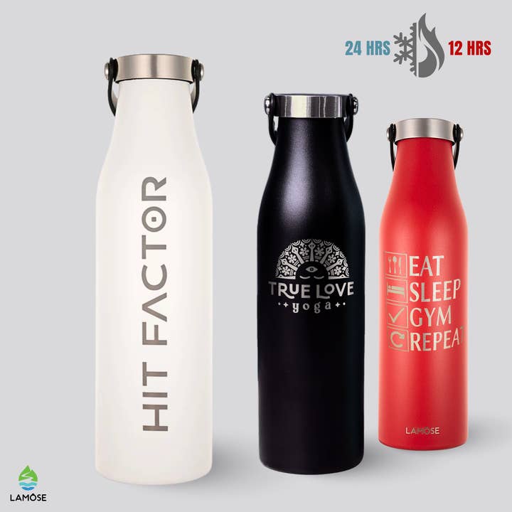LAMOSE - Wholesale Water Bottle - Custom Logo Engraved Insulated Water Bottle with Handle Lid7