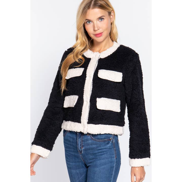 Paperdoll - Wholesale Jacket - Women's - LONG SLV POCKET DETAIL FAUX FUR JACKET