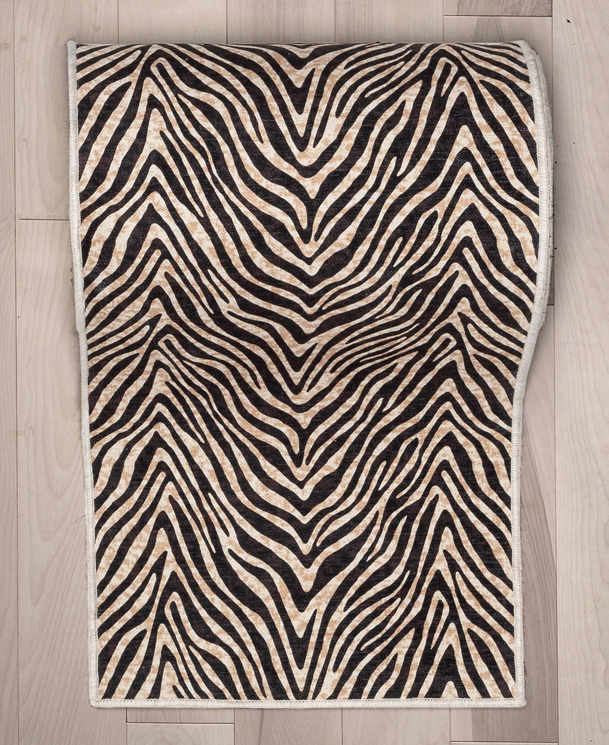 Well Woven - Wholesale Runner Rug - Custom Size Runner Modern Zebra Print Brown Choose Length3