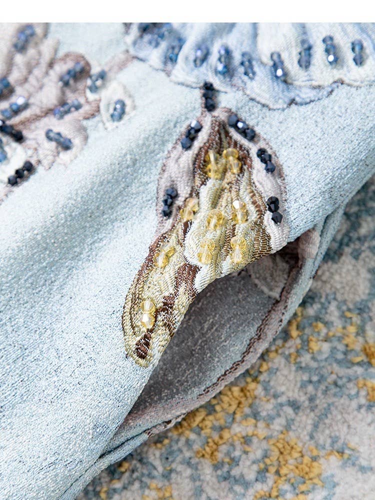 Productseeker - Venta al por mayor Vestido - Mujer - Abrigo floral bordado a mano con cuentas de jacquard CT102Y2