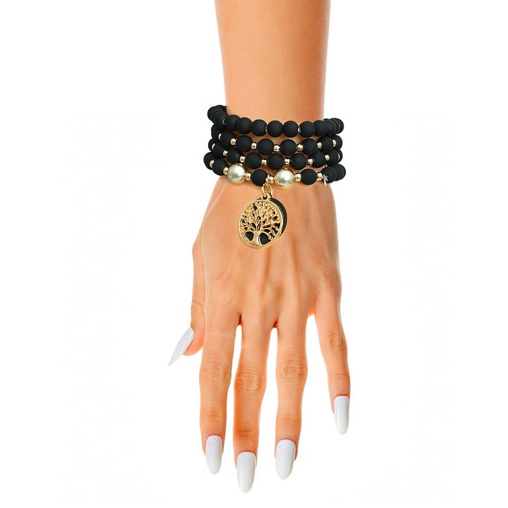 Matte Black Tree of Life Bracelets for wholesale on Faire