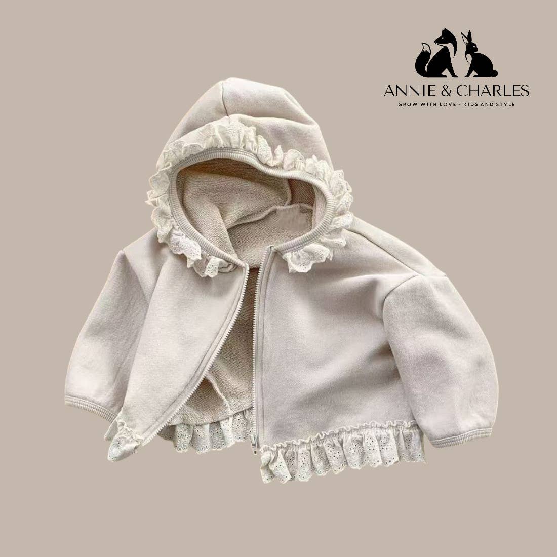 Annie & Charles - Wholesale Top en broek-set - Baby - Annie & Charles® katoenen jas met rits MINOU