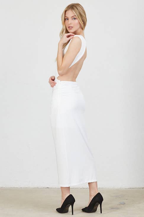 Vestis M - Venta al por mayor Vestido - Mujer - Vestido midi con escote pronunciado y espalda abierta con giro escultórico - Negro21