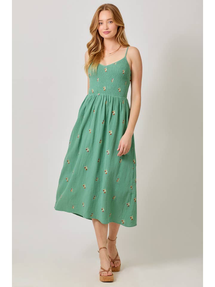 Mystree - Wholesale Dress - Women's - 60683 Embroidered Double Gauze Smocked Dress