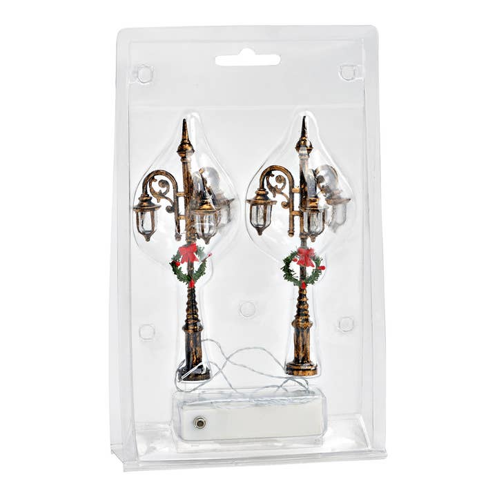 Wurm - Wholesale Christmas Decoration - Street lamp with light made of plastic, set of 2, black (W/H/D) 6x15x5cm (excl. 2xAA)1