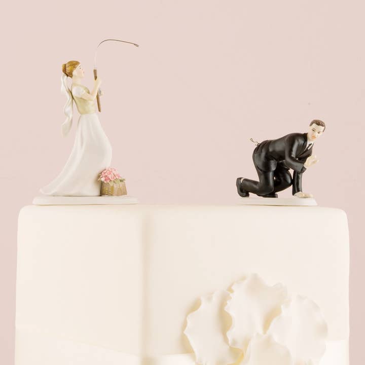 Weddingstar Inc. - Wholesale Cake/Cupcake Topper - Catch of the Day Bride and Groom Cake Topper -Fishing Bride3