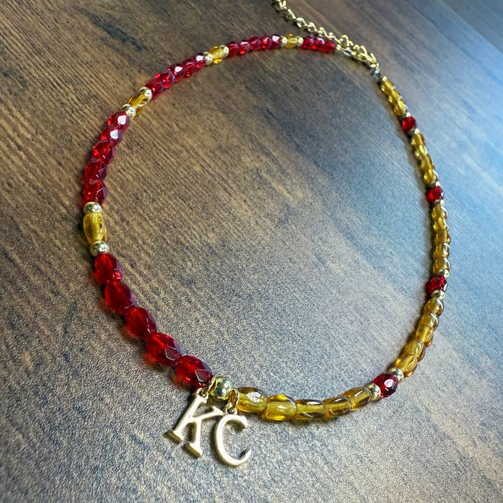 KC Red & Yellow Beaded Necklace for wholesale by Paco Designs