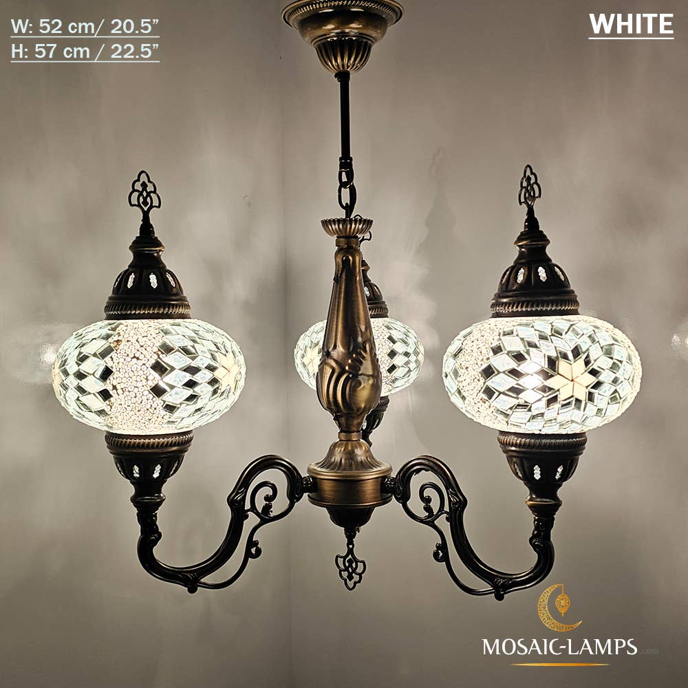 Mosaic Lamps – Candeeiro/lâmpada suspensa por atacado – Mosaico 3 Globo Feito à Mão Turco Marroquino Árabe Oriental Boh20