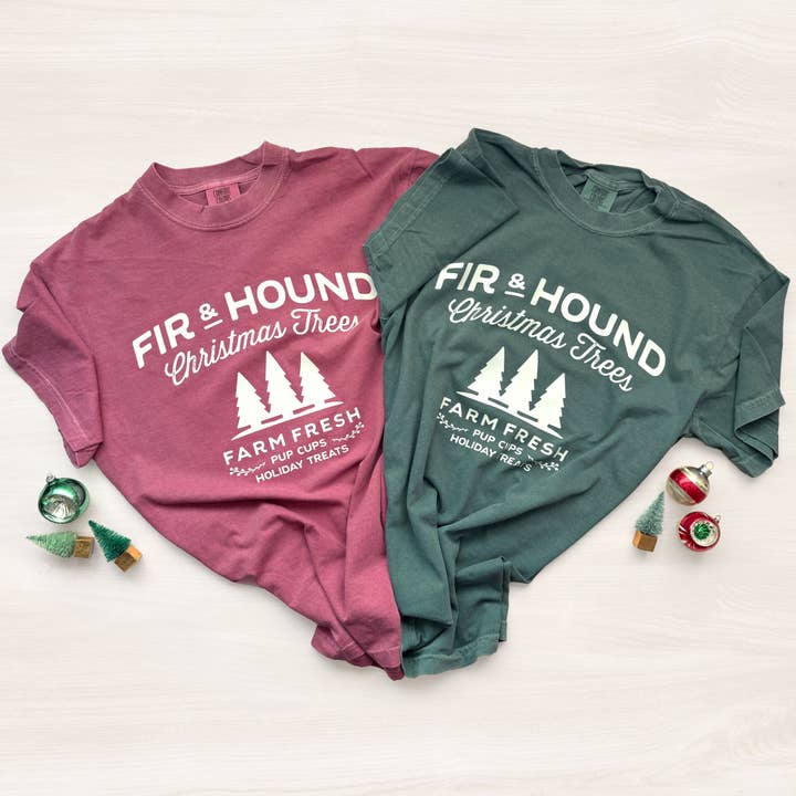 Fir & Hound Christmas Tree Farm Tee – Holiday Dog Lover Grap for wholesale by Poppy & Lou