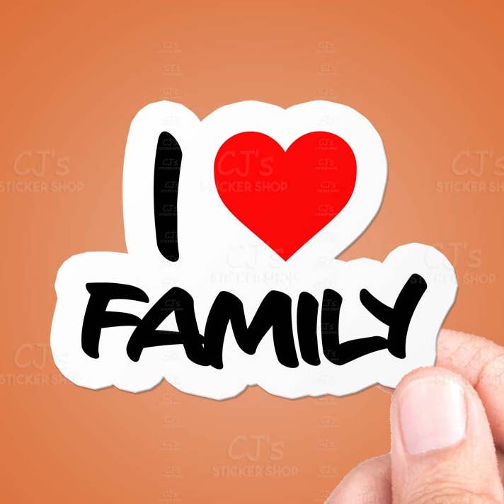 I Love Family Sticker Vinyl Decal for wholesale by CJ's Sticker Shop