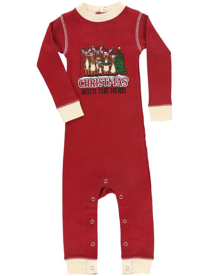 Christmas With the Herd Infant Unionsuit for wholesale by Lazy One