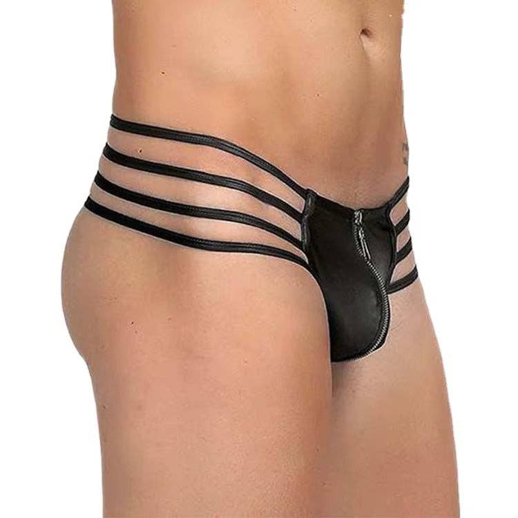 VIGOR - Wholesale Underwear - Men's - Men'S Zipper Open Front Jockstrap Thongs See-Through Underwear Hollow Out Low Rise G-Strings Briefs (MOQ 10 Pcs)5