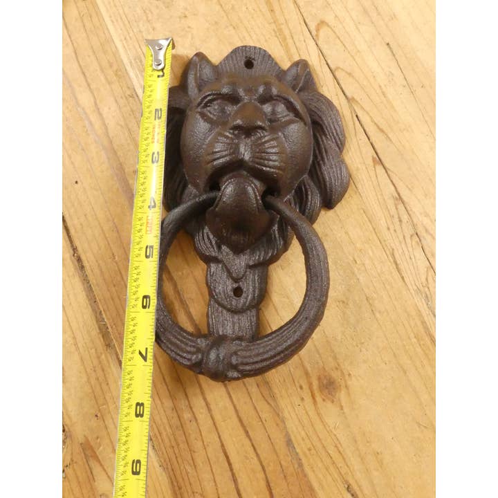 Midwest Craft House - Vente Poignée/bouton - HEURTOIR DE PORTE EN FORME DE TÊTE DE LION EN FONTE3