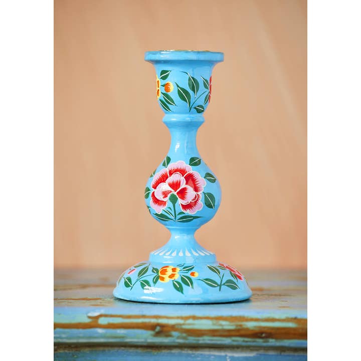 Namaste - Wholesale Candle Holder - Large Hand Painted Kashmiri Candlestick