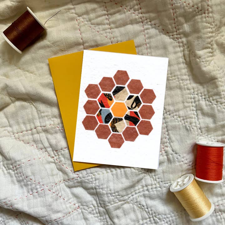 Tarjeta de felicitación Quilt Block (jardín de flores de la abuela) para venta al por mayor de Cozy Arts