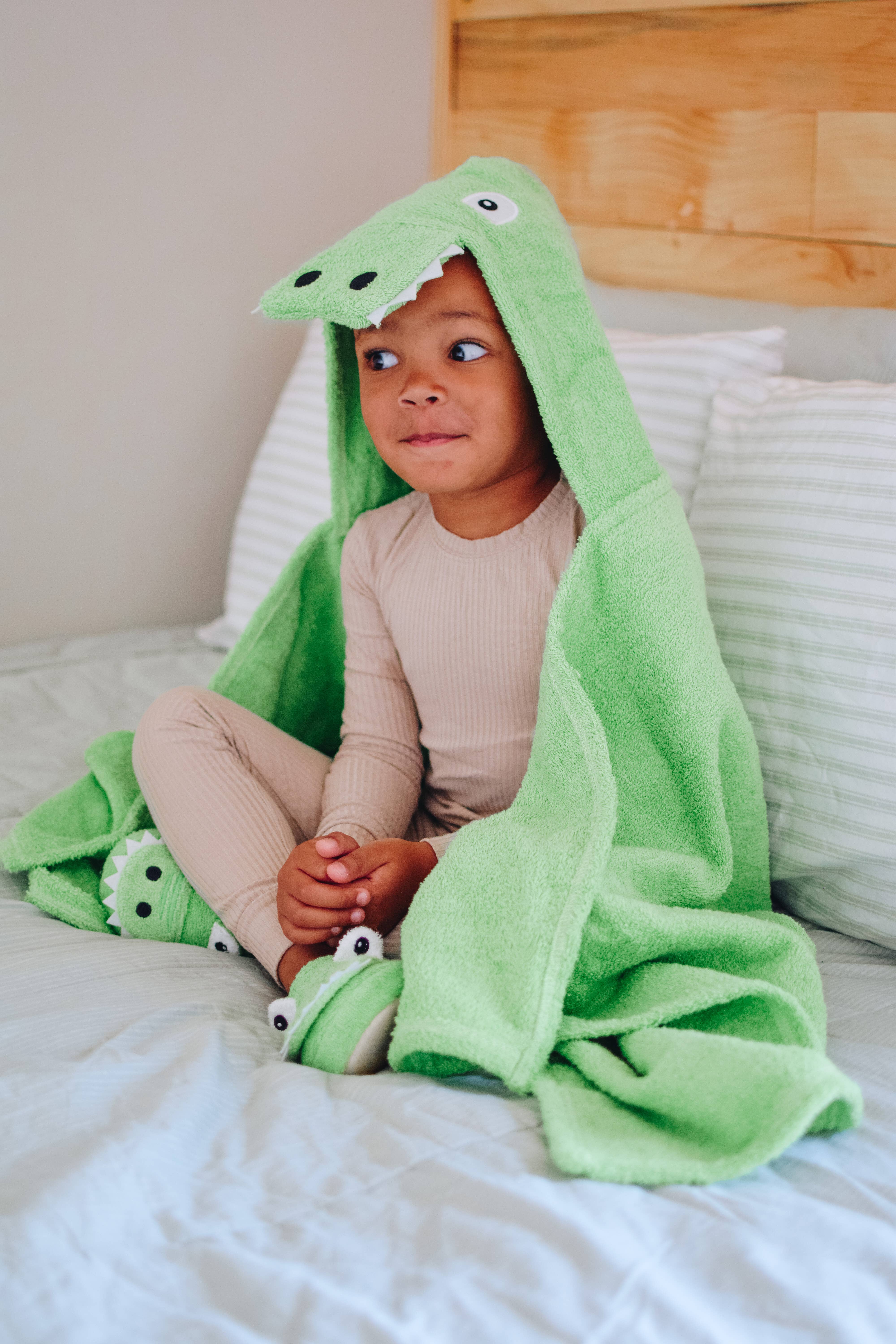 Yikes Twins - Wholesale Hooded Towel - Kids & Baby - Alligator Hooded Towel for toddlers ages 2 to 8 years old2