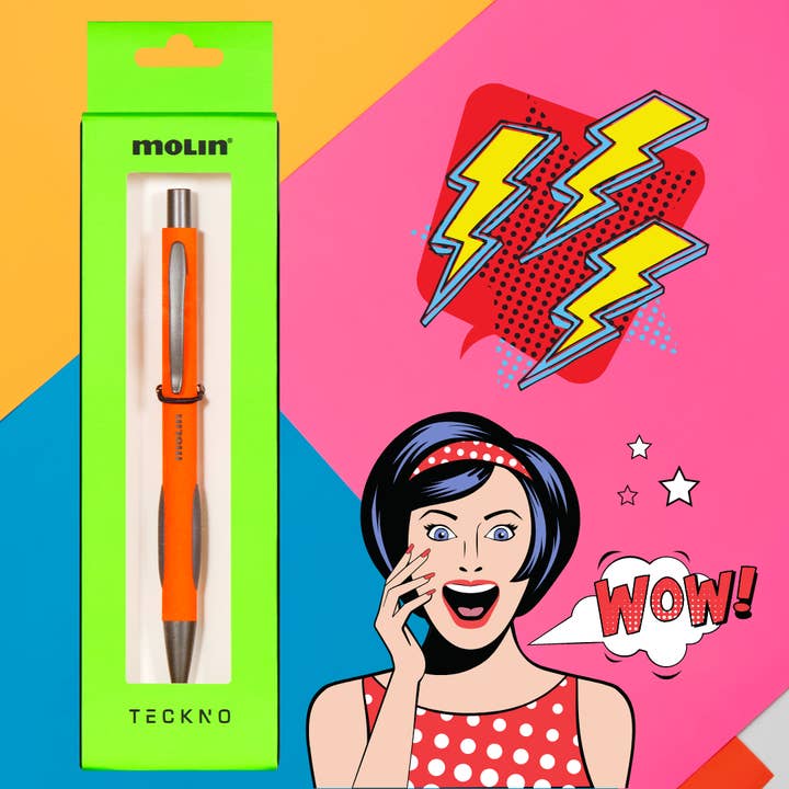 Penna retrattile Teckno per regalo Arancione per la vendita all'ingrosso da parte di Molin