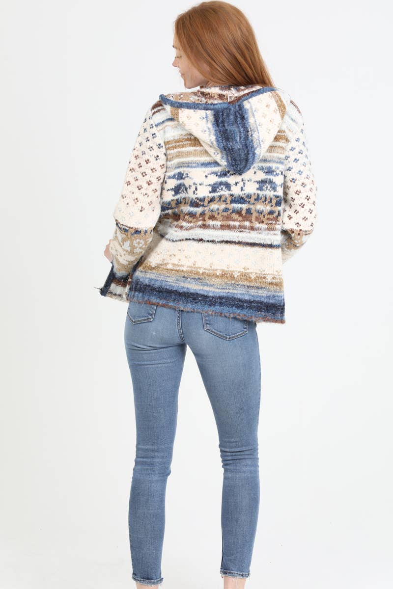 ANGIE - Wholesale Knit Sweater - Women's - XHS08-ASIS COZY ZIP FRONT HOODED CARDIGAN SWEATER W POCKETS7