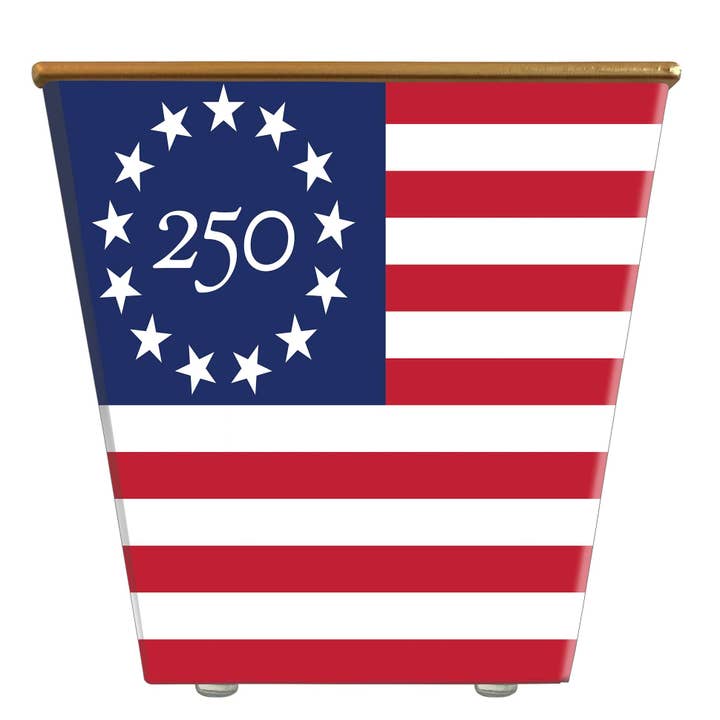 Mini America250 Betsy Ross Flag Cachepot Lys for engroshandel hos Hedge Farm Candles and Containers
