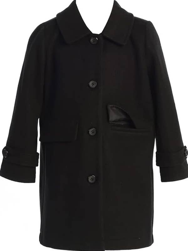 iGirlDress - Wholesale Coat - Kids - Coat Long Sleeve Button Pocket Long Winter Coat Outerwear2