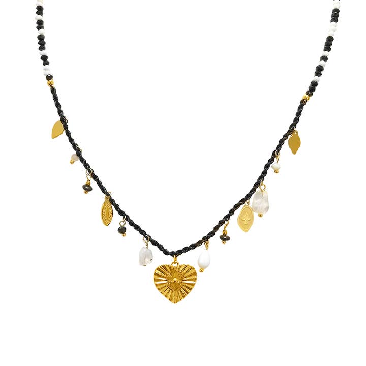 AMORINO SRL - Wholesale Beaded/Pearl Necklace - CRYSTAL NECKLACE WITH HEART CHARMS - NK21124144E971