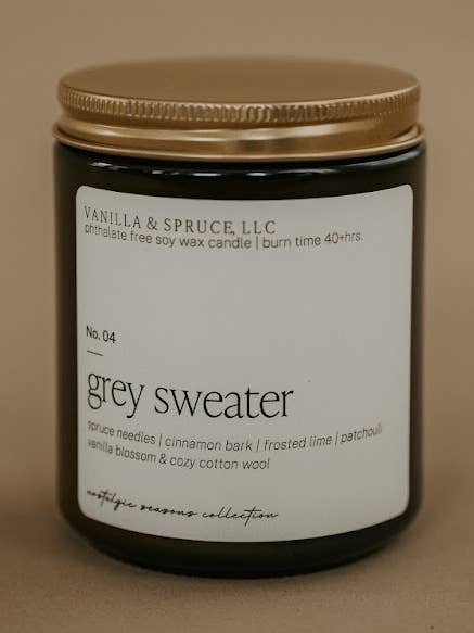 7 oz Candle - Grey Sweater for wholesale by Vanilla and Spruce, LLC