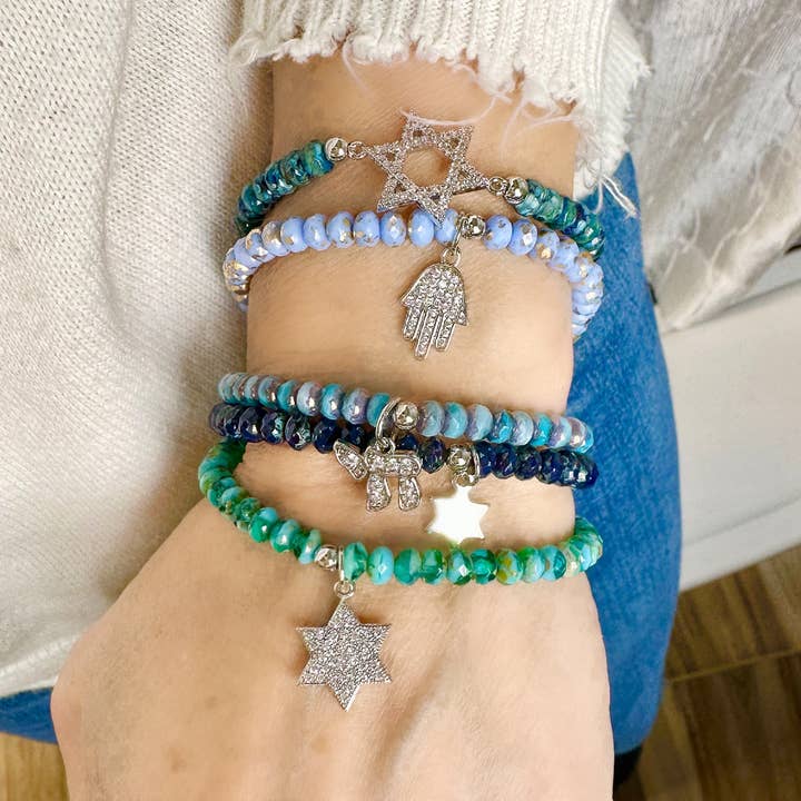 Love, Lisa - Wholesale Charm/Dangle Bracelet - Harper Chai Hamsa Star of David Stack of Judaic Bracelets