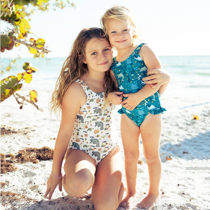 Emerson and Friends - Wholesale One Piece Swimsuit - Kids - Manatee Ocean Kids Swimwear One Piece Swim Suit