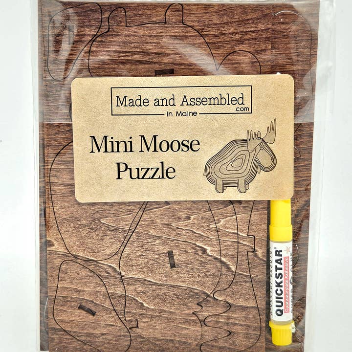 Made and Assembled - Wholesale Puzzle - Kids - Woodscape Wonders - 3D Wooden Mini Moose Puzzles