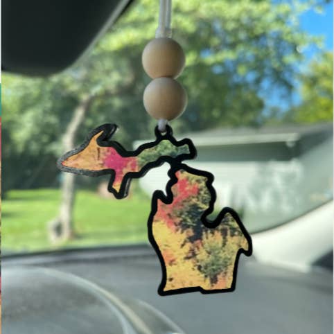 Michigan Suncatcher Car Charm Fall Tree Tops for wholesale by Michigan Proud Gifts