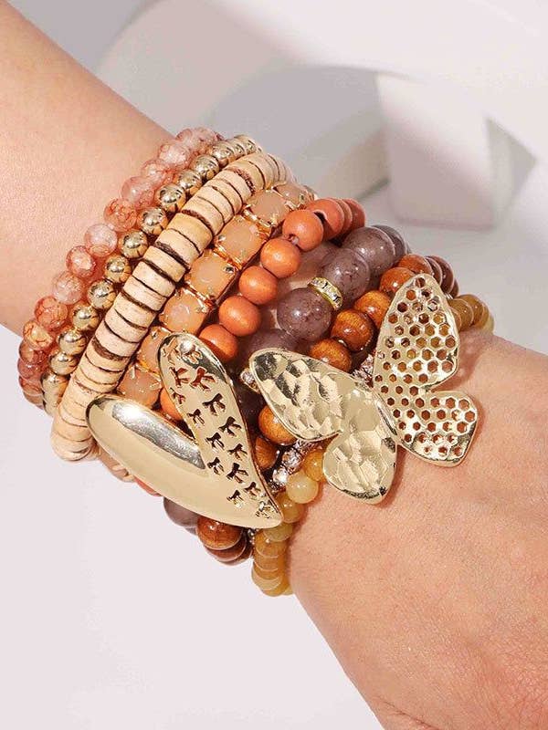 Bracelet en alliage avec perles de verre B4308-SET pour la vente par Ole